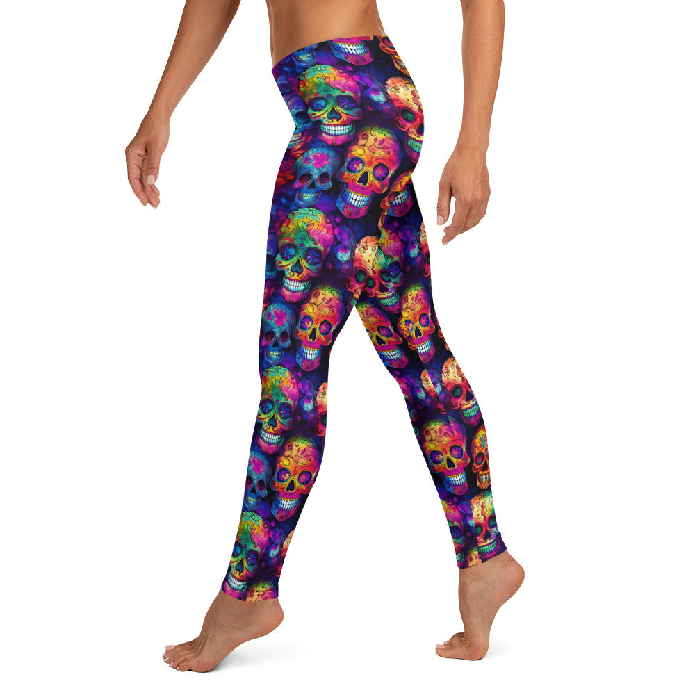 Colorful Sugar Skulls Printed Leggings