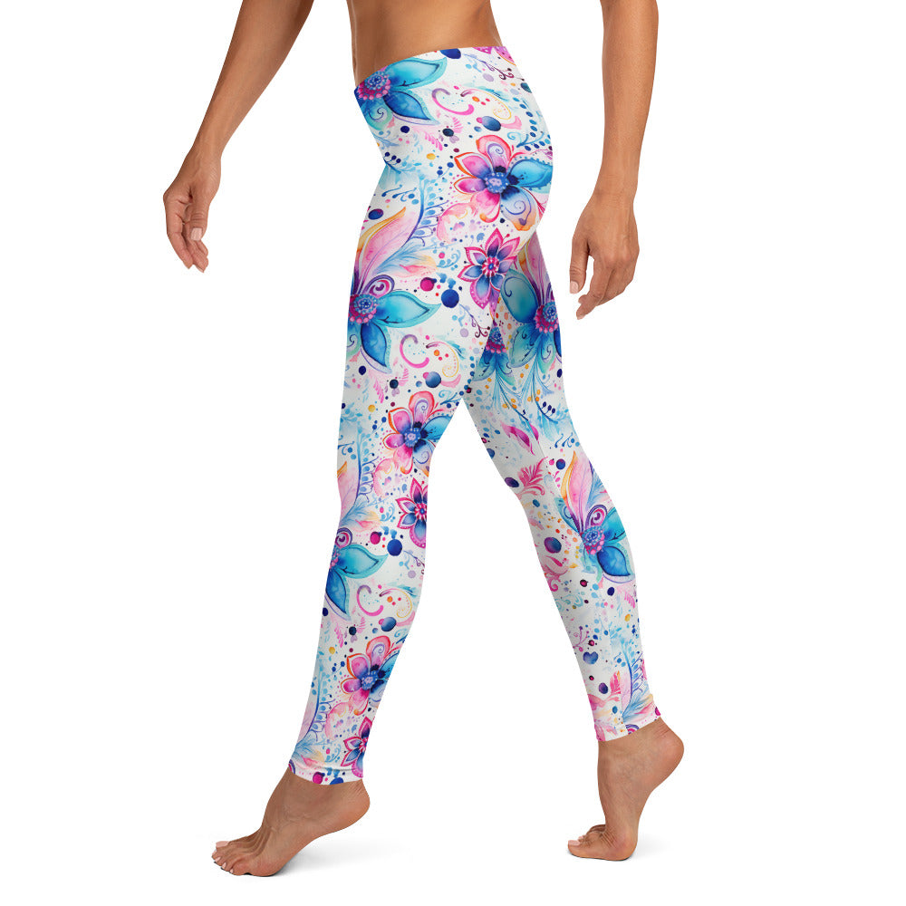 Watercolor Paisley Floral Printed Leggings