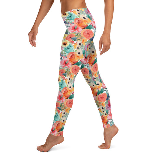 Watercolor Floral Party Printed Leggings