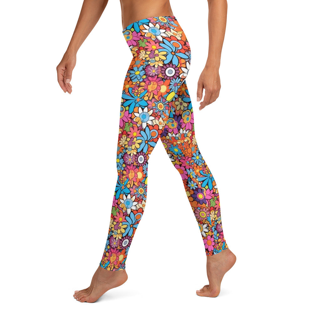 Vibrant Floral Hippie Leggings