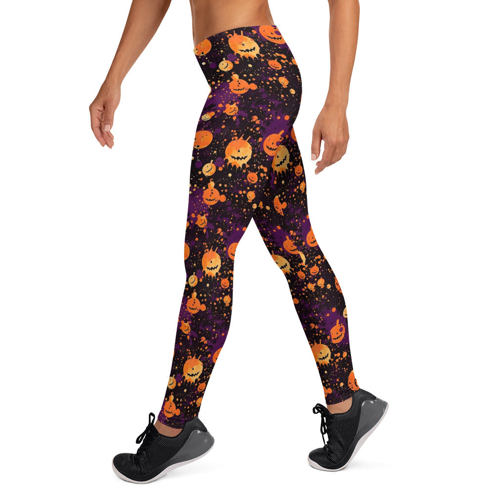 Spooky Pumpkin Splatter Halloween Leggings