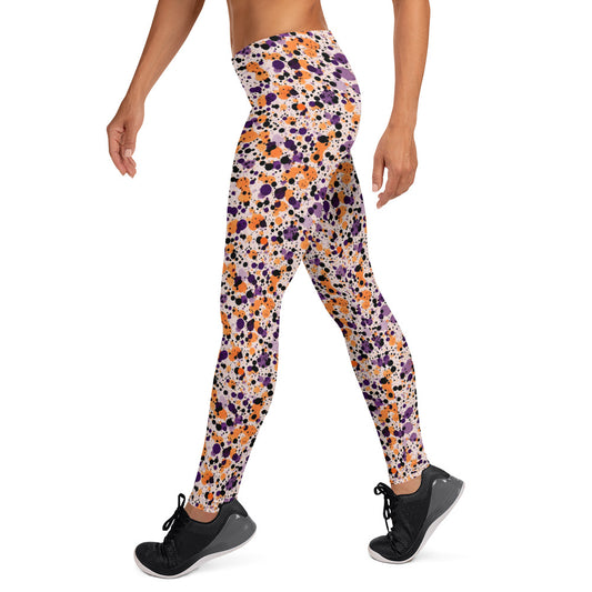 Orange Black Dots Splatter Leggings