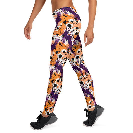 Orange Black Purple Color Splatter Leggings