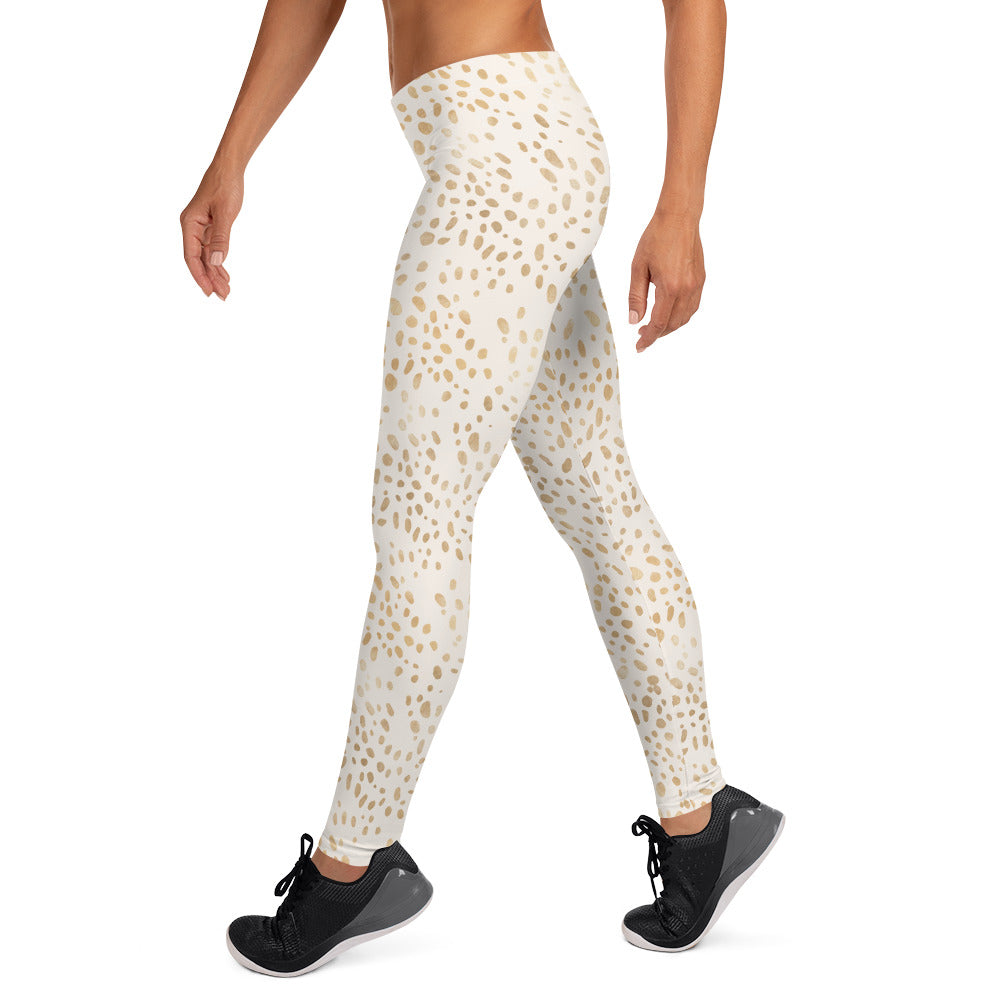 Shimmering Golden Deer Skin Printed Leggings