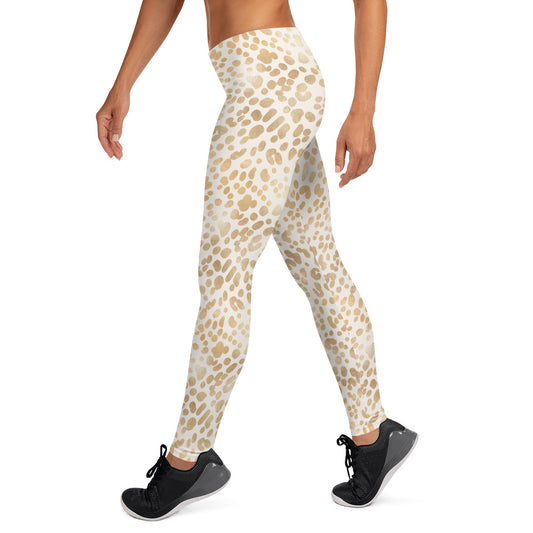 Shimmering Golden Leopard Skin Printed Leggings