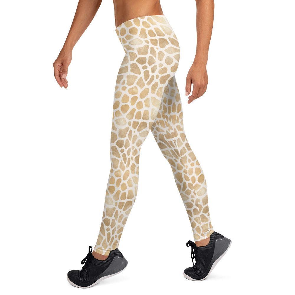 Shimmering Golden Giraffe Skin Printed Leggings