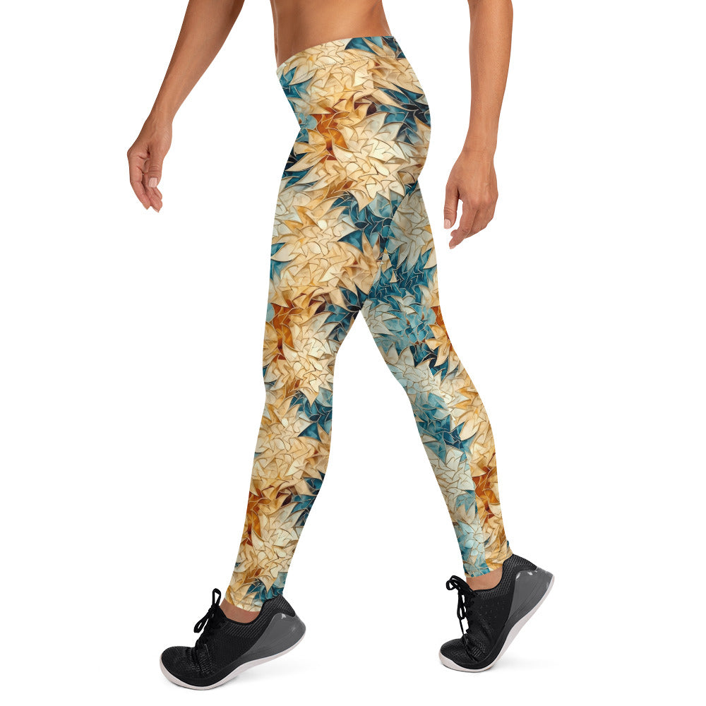 Abstract Golden Foliage Leggings