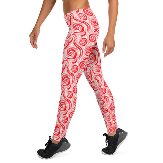 Candy Cane Swirls Printed Leggings