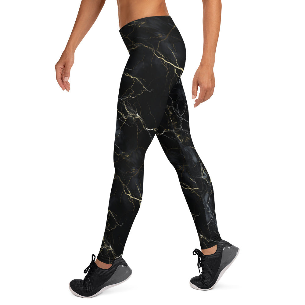 Black Marble with Hint of Gold Leggings