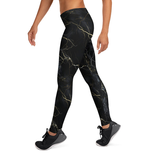 Black Marble with Hint of Gold Leggings