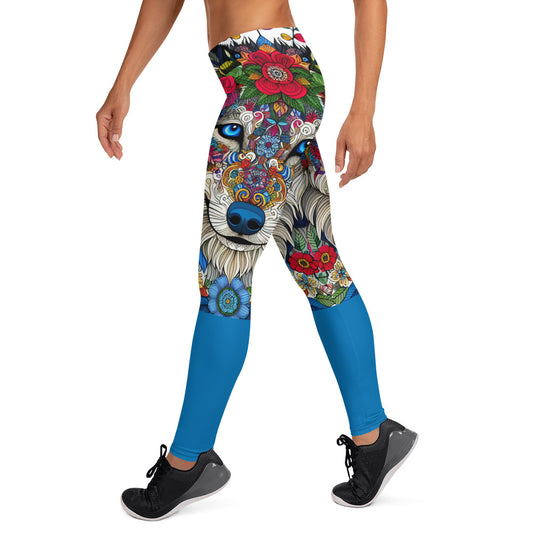 Shades of Blue Mandala Wolf Leggings