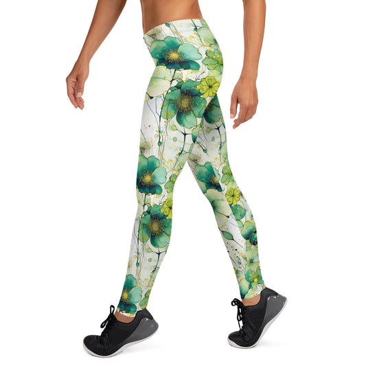 Green Floral Melody Printed Leggings