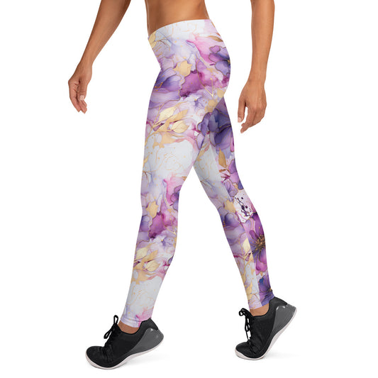 Purple Flowers Melody Floral Printed Leggings