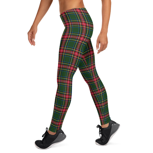 Deep Green Tartan Printed Leggings