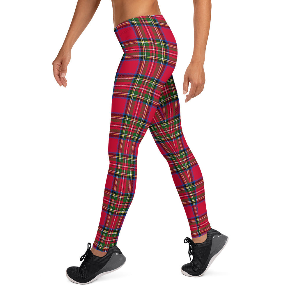 Red Tartan Printed Christmas Leggings