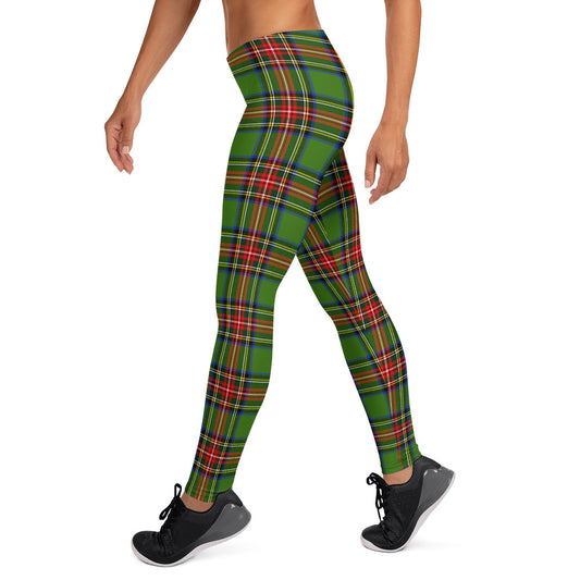 Green Tartan Printed Leggings