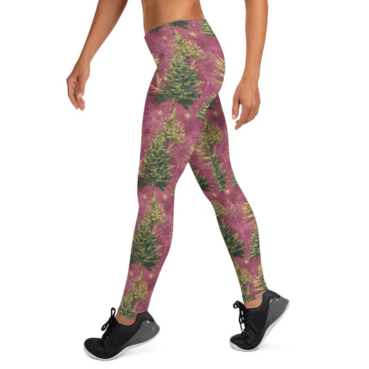 Christmas Trees on Pink Leggings