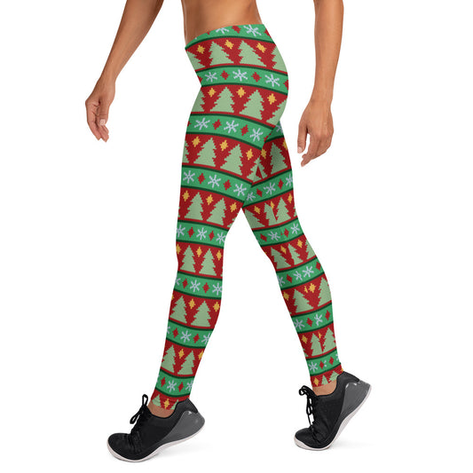 Ugly Christmas Sweater Pattern Leggings