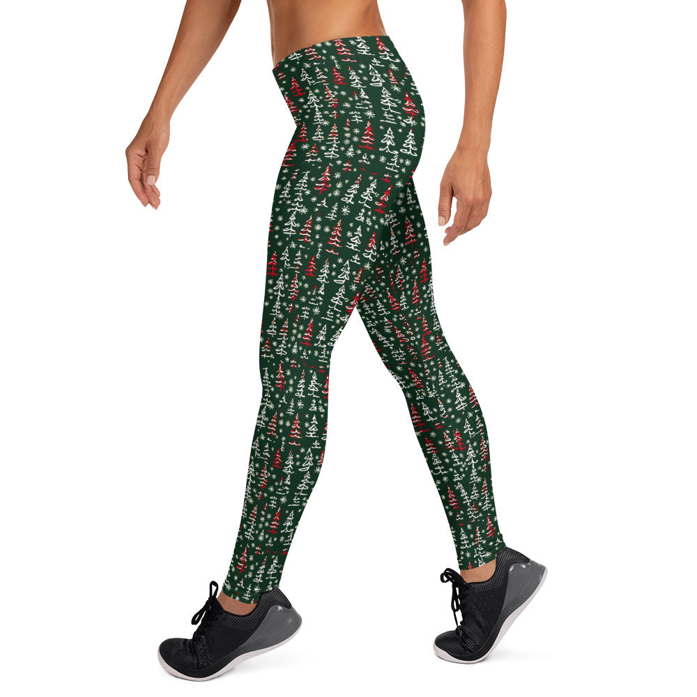 Hand Drawn Christmas Trees Leggings