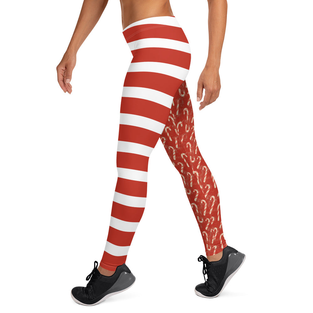 Red Candy Cane Stripe Christmas Holiday Leggings