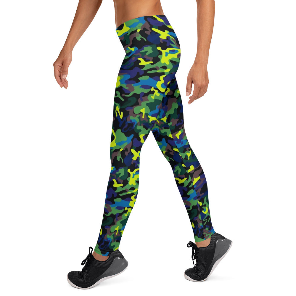 Black & Bright Green Camouflage Leggings