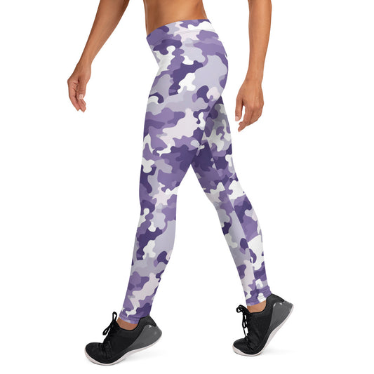 White & Purple Camouflage Leggings