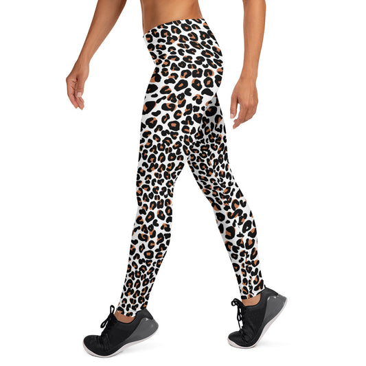 Animal Leopard Print on White Leggings