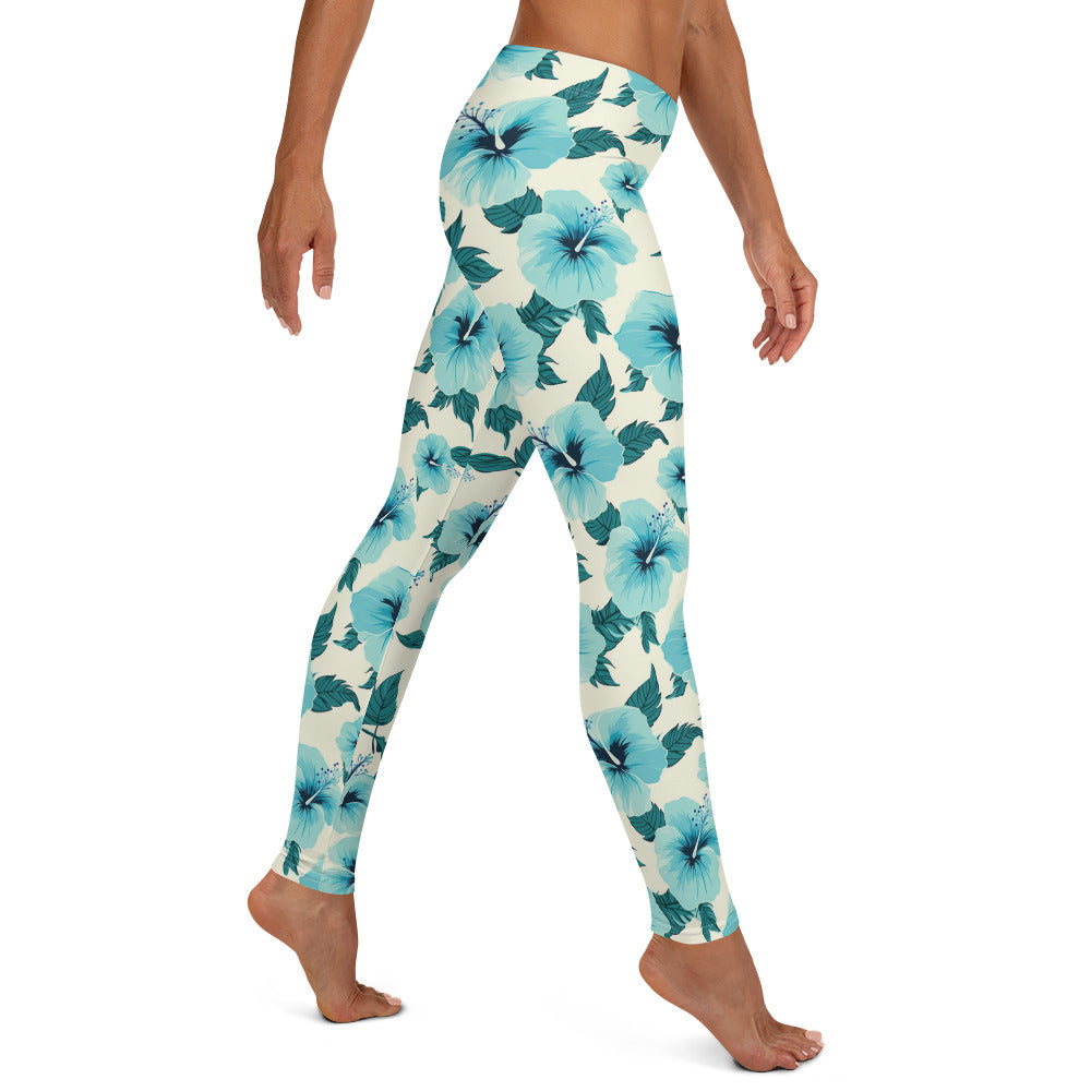 Hibiscus Azul Tropical Vibes Leggings