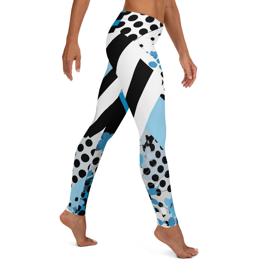 Blue & Black Geometric Pattern Leggings