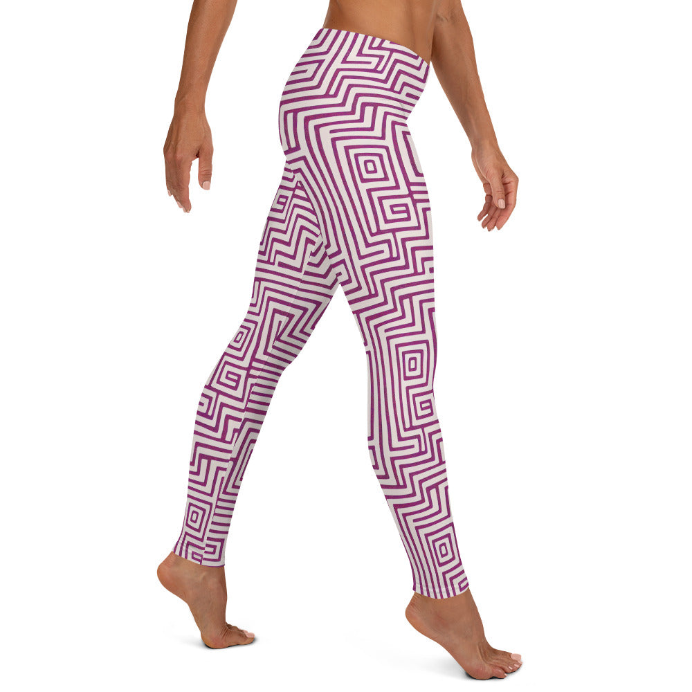 Purple Maze Pattern Leggings