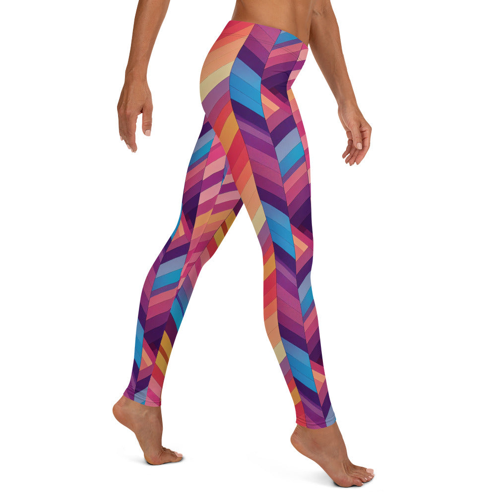 Geometric Waves Pattern Leggings