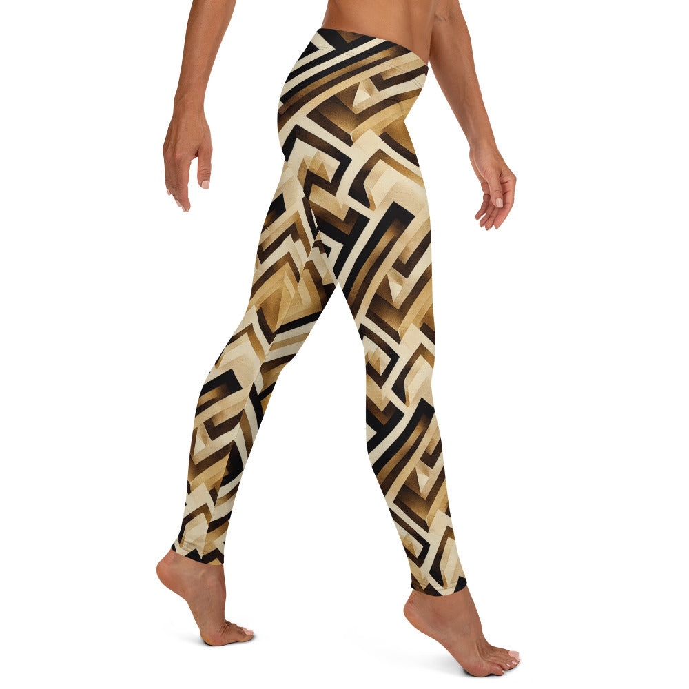 Shades of Brown Geometric Pattern Leggings