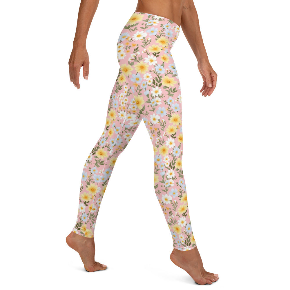 Spring Floral Bloom in Pink Leggings