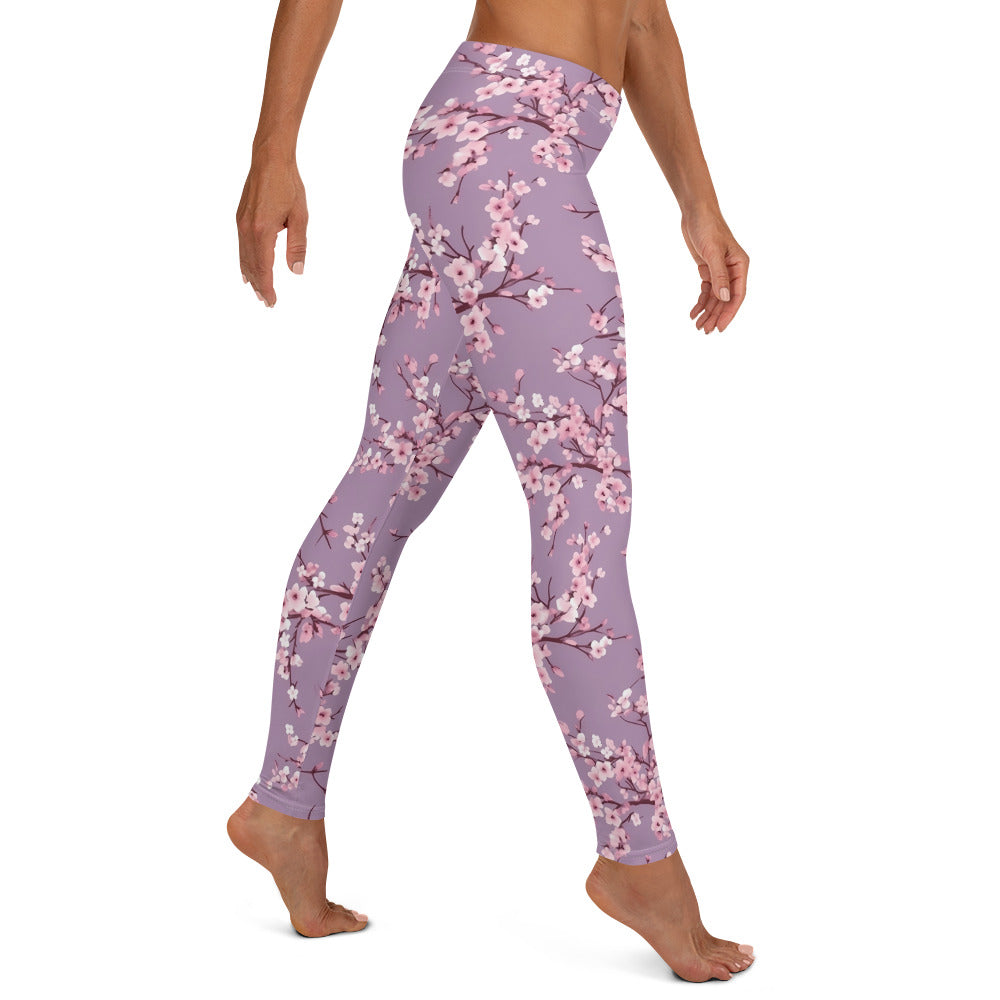 Cherry Blossom Purple Printed Leggings