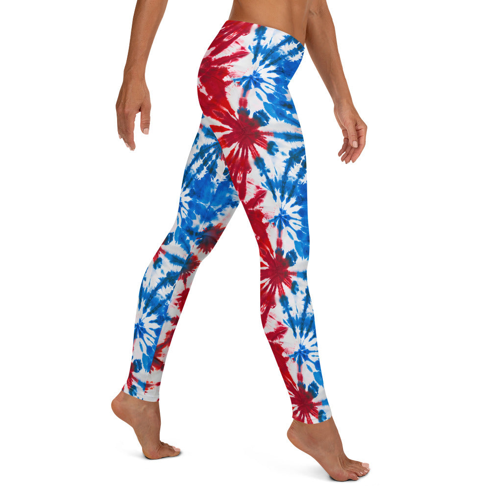 USA Patriotic Tie Dye Pattern Leggings