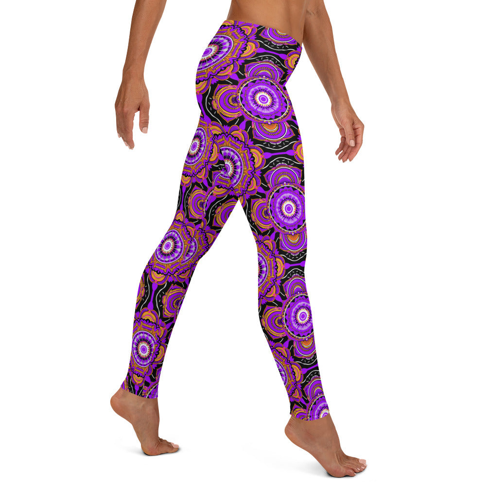 Purple Floral Mandala Printed Leggings