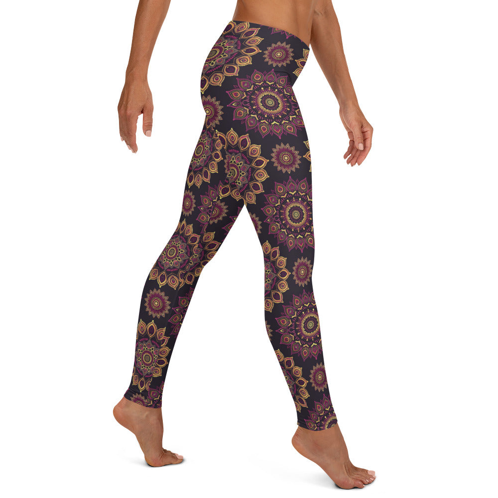 Yellow Floral Mandala Printed Leggings