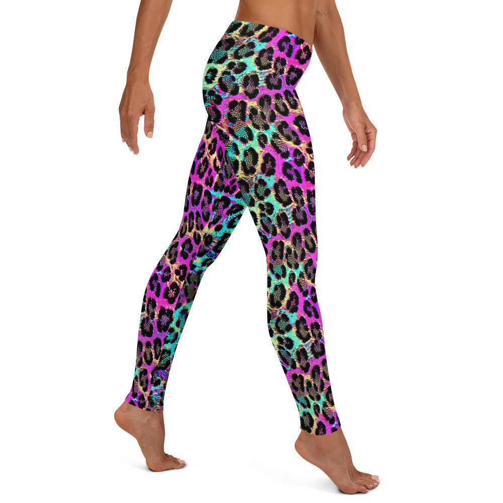 Greenish Purple Leopard Print Leggings