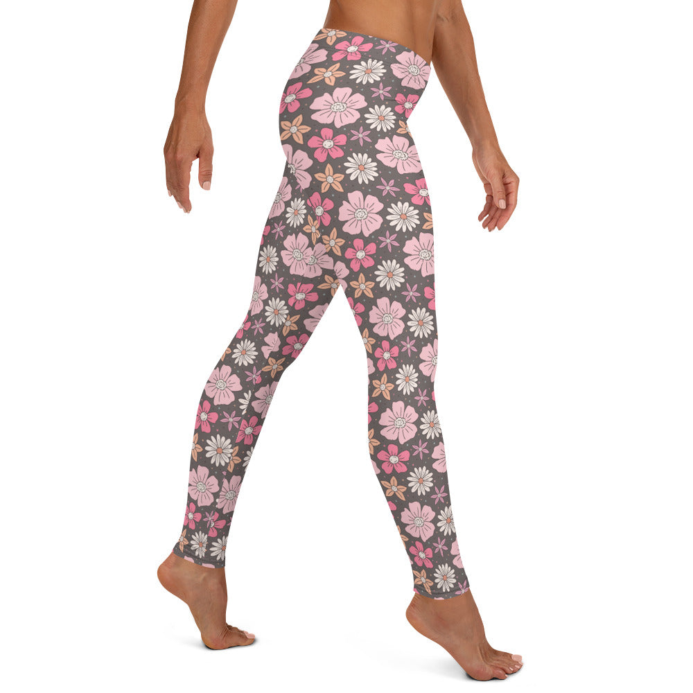 Pink Floral Printed Leggings