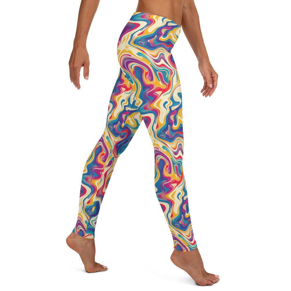 Psychedelic Color Flow Pattern Printed Leggings