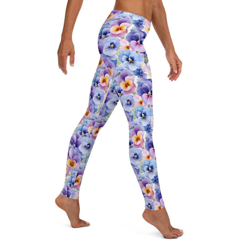 Whispering Pansies Floral Printed Leggings