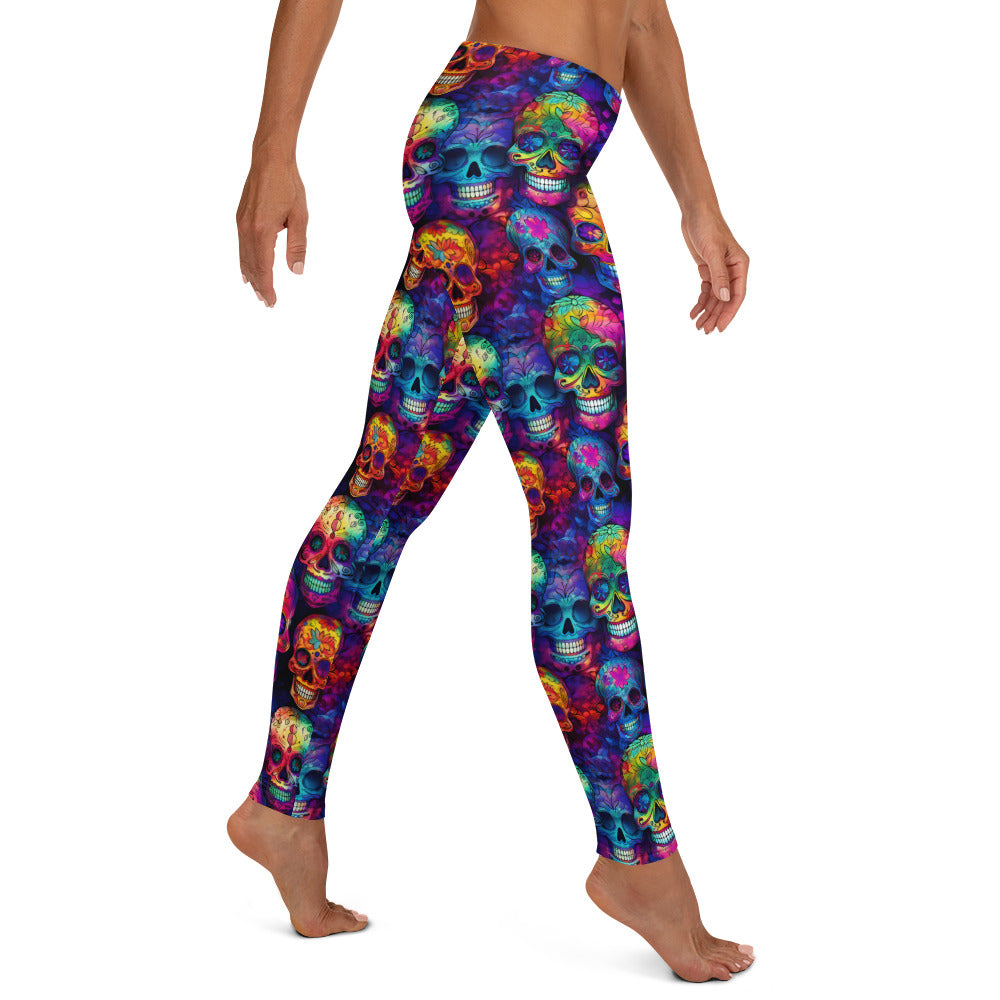 Colorful Sugar Skulls Printed Leggings