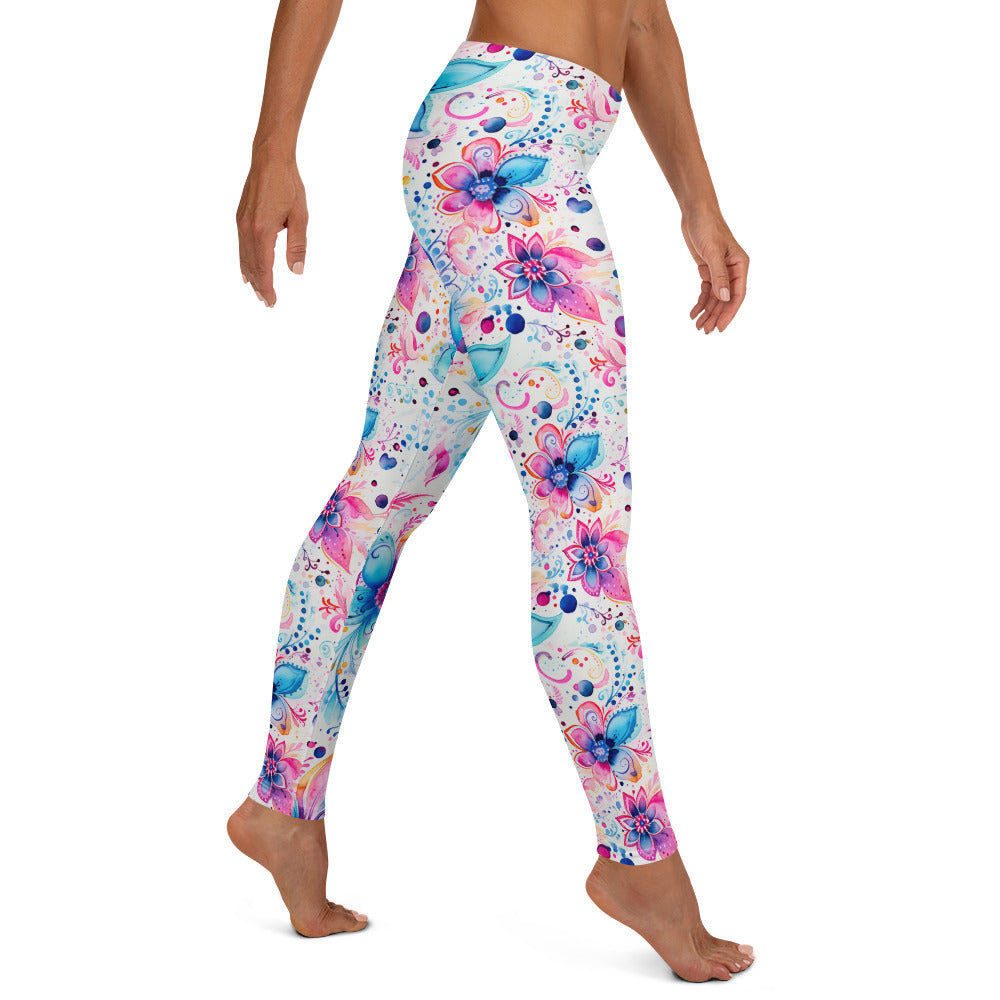 Watercolor Paisley Floral Printed Leggings