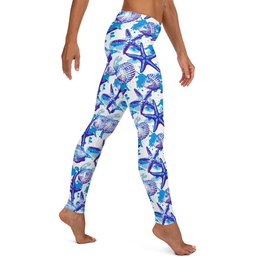 Preppy Starfish & Shells Printed Leggings