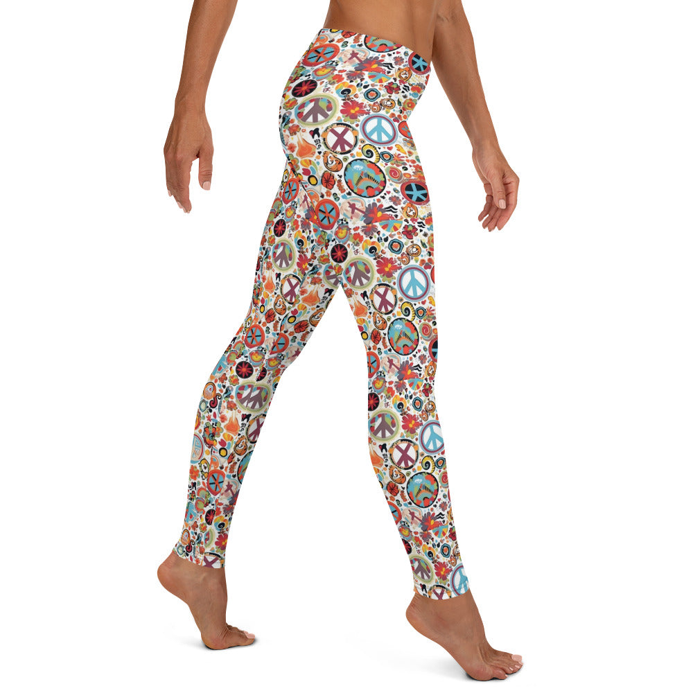 Hippie Peace Art Printed Leggings