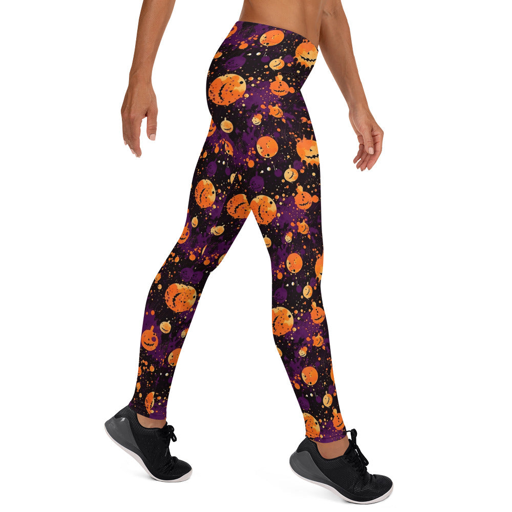 Spooky Pumpkin Splatter Halloween Leggings