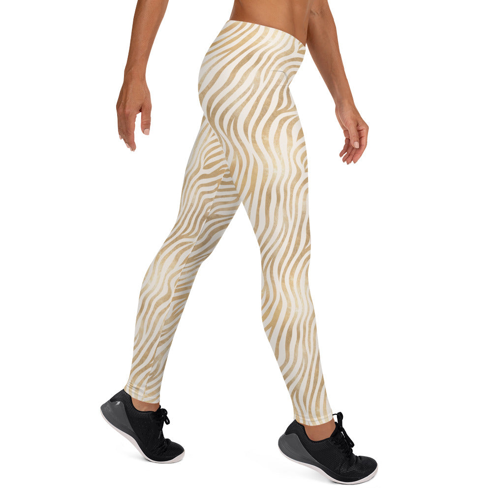 Golden Zebra Skin Printed Leggings