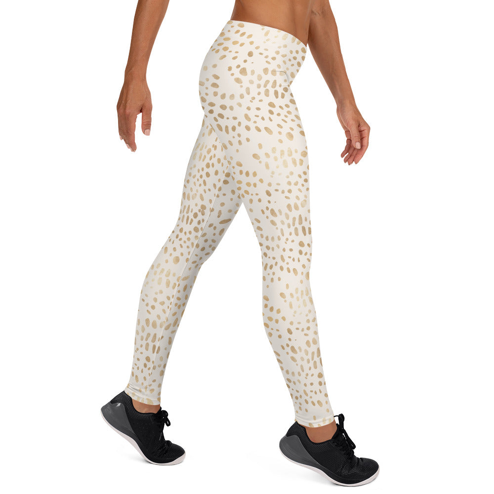 Shimmering Golden Deer Skin Printed Leggings