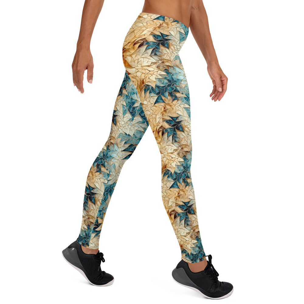 Abstract Golden Foliage Leggings