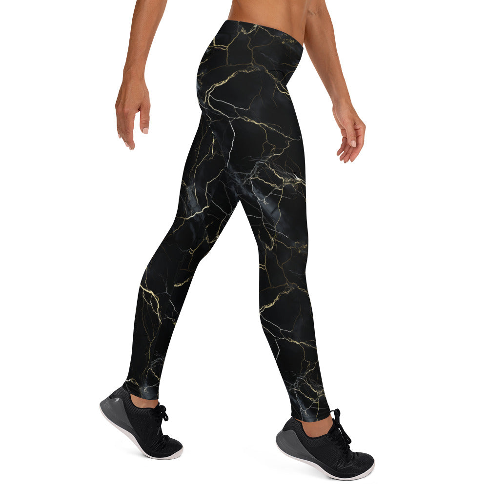 Black Marble with Hint of Gold Leggings